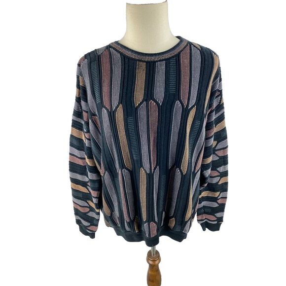 Tundra Mens 2XL Biggie Coogi-Like Pullover Sweater‎ 3D Vtg 90s Earth Tone Cosby - Picture 1 of 11